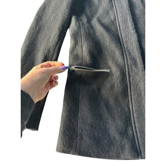 H&M Divided Women's Sz 8 Black Wool Blend Boucle Zip & Snap Up Coat Jacket - Picture 7 of 10